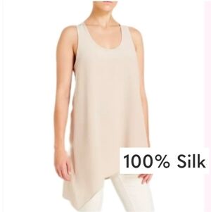 EILEEN FISHER 100% Silk Assymetric Top Cream Size XS